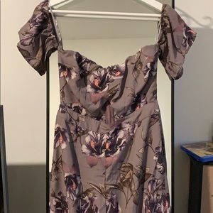 Purple Floral off the Shoulder Jumpsuit